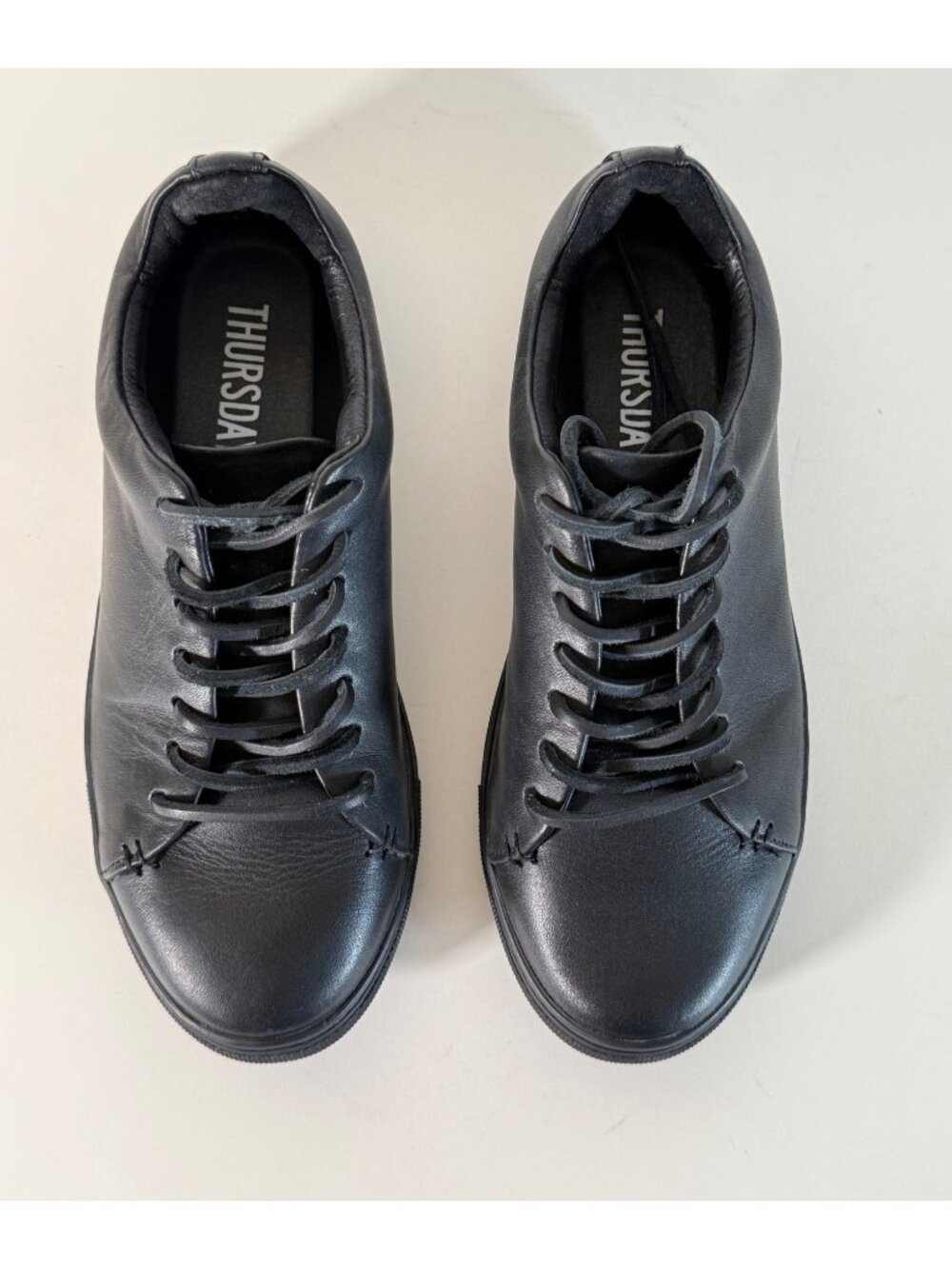 Thursday Boot Co. Women's Premier Low Top Sneakers Lace-Up Black Leather - Picture 4 of 13